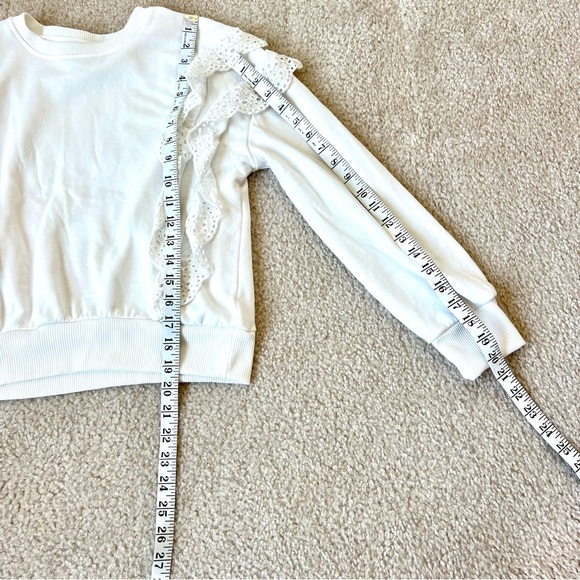 VVETTE White Ruffled Eyelet Crew Neck Sweatshirt—SZ. Small - Picture 11 of 14